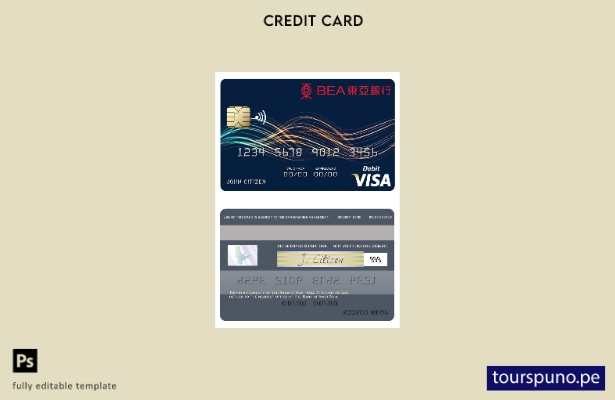 lista para imprimir plantilla de tarjeta de débito visa del Banco de Asia Orient